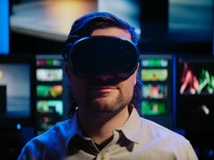 Gamer wearing Valve Steam Frame VR headset shown