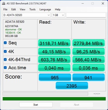 Performance Test with the ADATA SE920 via USB4