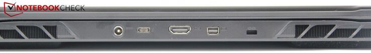 Rear: Power, Thunderbolt 4/USB-C 3.2 Gen2 (DisplayPort 1.4, Power Delivery: no), HDMI, MiniDP, Kensington