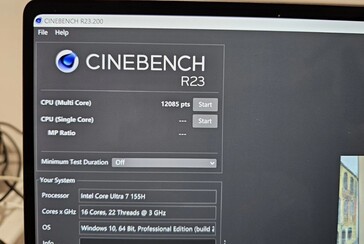 Core Ultra 7 155H Cinebench R23 result. (Source: @9550pro on X)