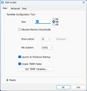 AIM Tookit: Create RAM Disk