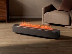 The Xiaomi Mijia Baseboard Heater Fire Edition uses an integrated humidifier and LEDs to generate fake flames. (Image source: Xiaomi)