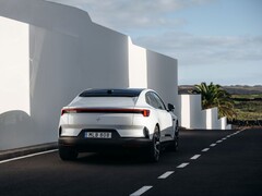 A rear view shot of the Polestar 4 Coupe