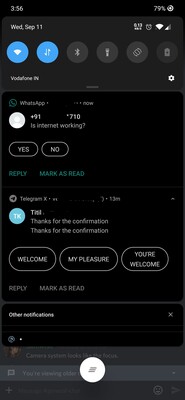Android 10 offers Adaptive Notifications.