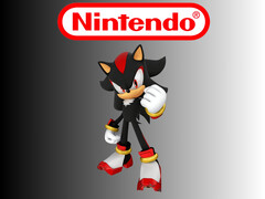 Shadow the Hedgehog below Nintendo logo (Image source: Sega, Nintendo of America with edits)