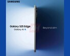 The Galaxy S25 Edge leaked image showing side profile of the ultra-slim phone. (Image source: Android Headlines)