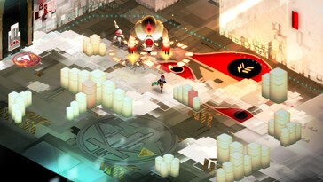 An image showing a battle in Transistor.