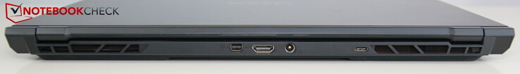Rear: miniDP, HDMI, power, USB-C 3.2 Gen 2 (with DisplayPort)