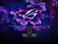 The ROG Strix OLED XG27UQDMS from the front.