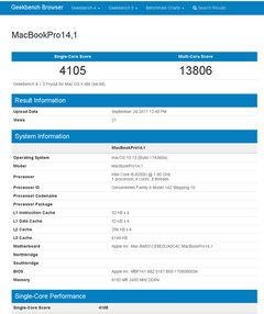 Refreshed MacBook Pro series with ULV Kaby Lake-R could be coming soon (Source: Geekbench)