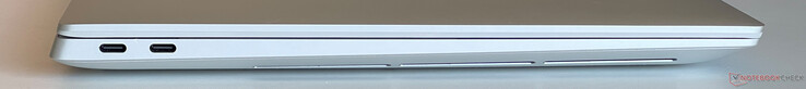 Left: 2x USB-C 4.0 with Thunderbolt 4 (40 GBit/s, DisplayPort ALT mode, Power Delivery)