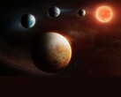 Artist impression of the planetary system around the star LHS 1903