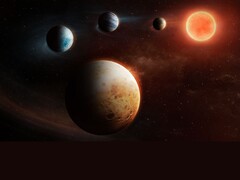 Artist impression of the planetary system around the star LHS 1903