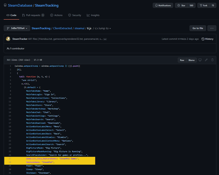 References to 'Neptune' and 'SteamPal' in Steam code. (Image source: SteamDB)