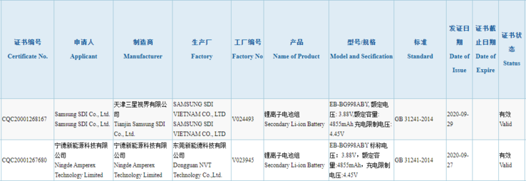 The potential Galaxy S21 Ultra's battery on 3C. (Source: 3C via MyFixGuide)