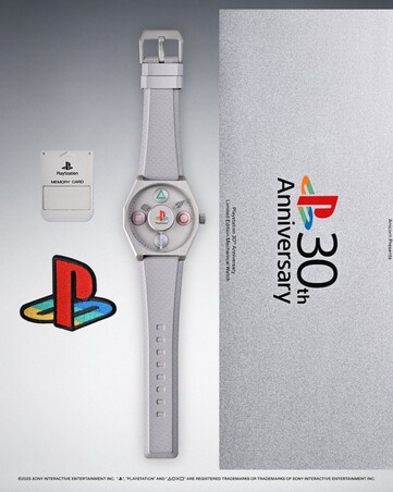 The PlayStation Limited Edition Mechanical Watch comes in a special retail box and a PlayStation badge. (Image source: Anicorn)