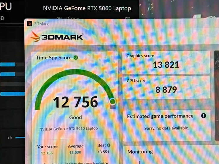 The 3DMark Time Spy score of the RTX 5060 laptop GPU. (Image source: Bilibili via VideoCardz)