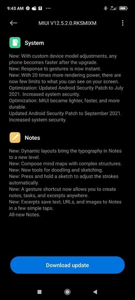 MIUI 12.5 for the Redmi Note 10 5G and POCO M3 Pro 5G. (Image source: MIUI Download by xiaomui)