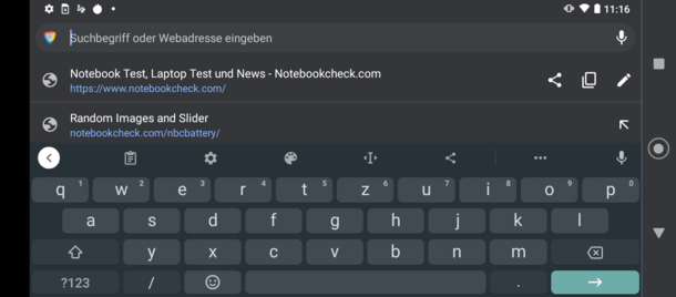 Keyboard in landscape mode