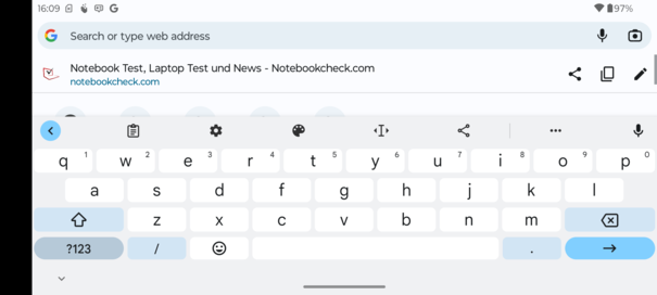 Keyboard in landscape mode