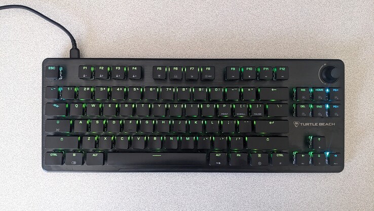 Turtle Beach Vulcan II TKL keyboard top view with AIMO RGB lighting