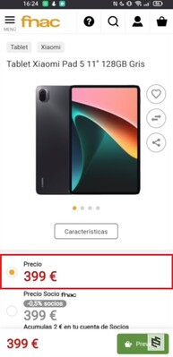 Xiaomi Pad 5 price in Euros. (Image source: Fnac via eSavants)