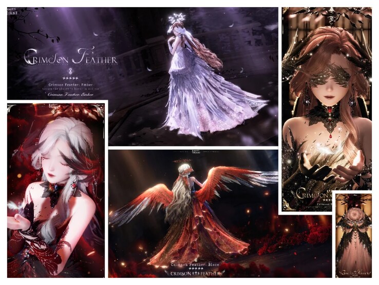 The Crimson Feather outfit has a very gothic style, even though it can be evolved into a white version. (Image source: Infinity Nikki via Reddit)