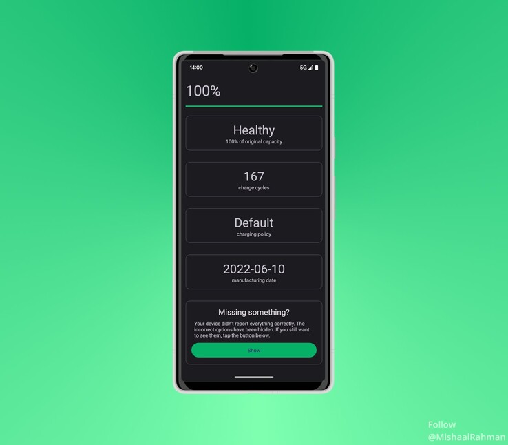 How healthy is your battery? Find out - with an Android 14 upgrade. (Source: Mishaal Rahman via Twitter)