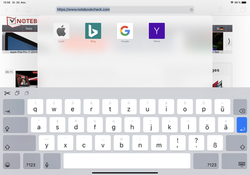 Using the default keyboard in landscape mode