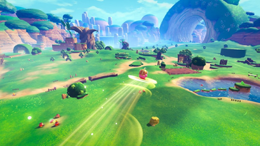 Kirby and the World Beyond lets players explore an open world for the first time. (Pictured: A screenshot from Kirby and the World Beyond.)