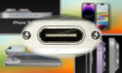 The real-world Apple iPhone 15 Pro shot has seemingly confirmed that a USB-C Port has been included. (Image source: 9To5Mac & @URedditor - edited)