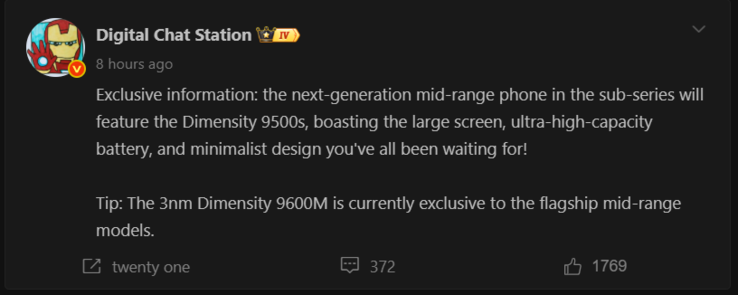 Digital Chat Station says the next Turbo Max will run on the Dimensity 9500s, the same 3nm chip found in the Turbo 5 Max.