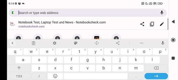 Keyboard in landscape mode