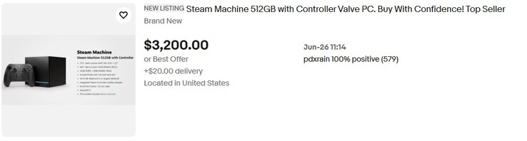Steam Machine listed on eBay. 