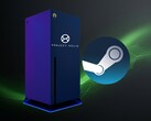 Concept of Project Helix Xbox console next to Steam logo