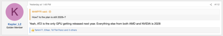 Kepler_L2 responds to question about RTX 60 series timeline.