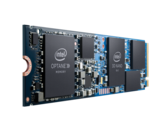 The H10 M.2 module features 3D XPoint Optane memory that will provide caching for the QLC NAND storage chips. (Source: Intel)