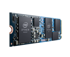 The H10 M.2 module features 3D XPoint Optane memory that will provide caching for the QLC NAND storage chips. (Source: Intel)
