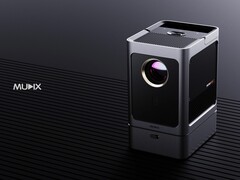 The MUDIX Portable Outdoor Projector has a detached battery pack that attaches via magnets. (Image source: MUDIX)