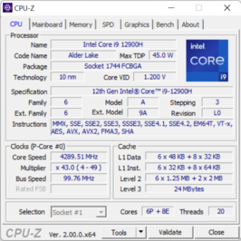 CPU-Z main tab