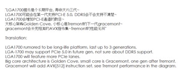 LGA 1700 features translated from a Chinese post on ChipHell forums. (Source: RetiredEngineer on Twitter)