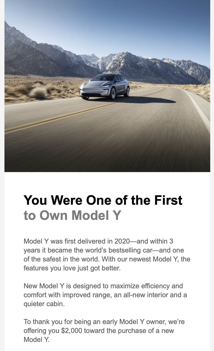 The new Model Y discount offer for legacy owners.