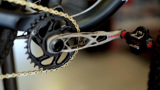 Any avid cyclist — or anyone that's seen a bicycle more than once in their life — will know that this is not usually how crank arms look. This prototype was a partnership between SRAM and AutoDesk. (Image source: SRAM)