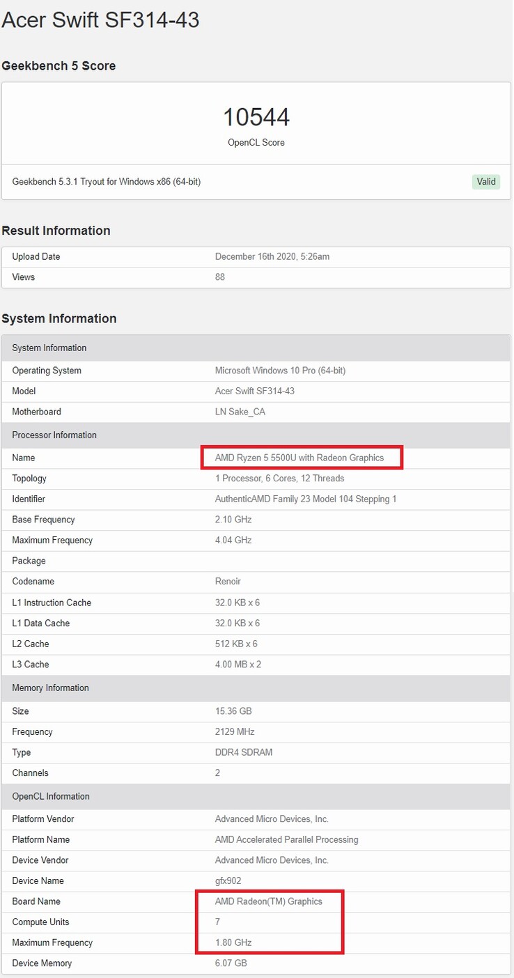 Geekbench result. (Image source: Geekbench)