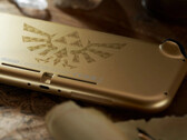 A Hylian Crest dominates the back of the Switch Lite Hyrule Edition. (Image source: Nintendo)