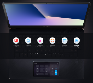 Asus ZenBook Pro 15 UX580 ScreenPad numpad integration. (Source: Asus)