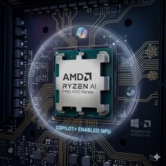 AMD Ryzen AI PRO 400 Series with AI generated Copilot themed background.