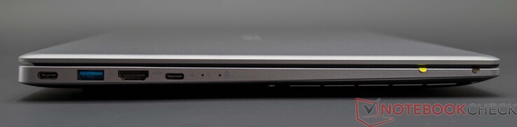 Left side: USB-C power connector, USB 3.0, HDMI, USB-C