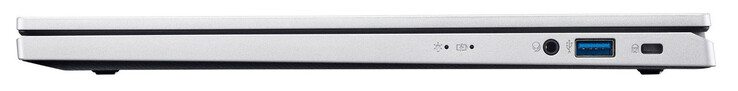 Right: audio combo, USB 3.2 Gen 1 (USB-A), slot for a Kensington lock