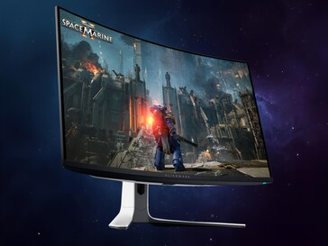 32-inch Alienware AW3225QF OLED gaming monitor front shown at angle (Image source: Dell with edits)